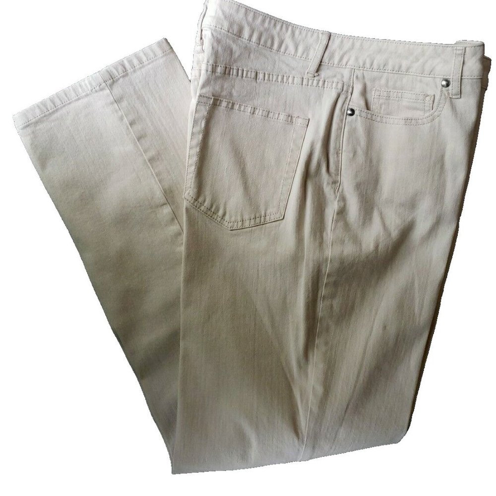 COLDWATER CREEK TAN/BEIGE SHAPE ME CLASSIC CUT STRETCH JEANS EUC 12